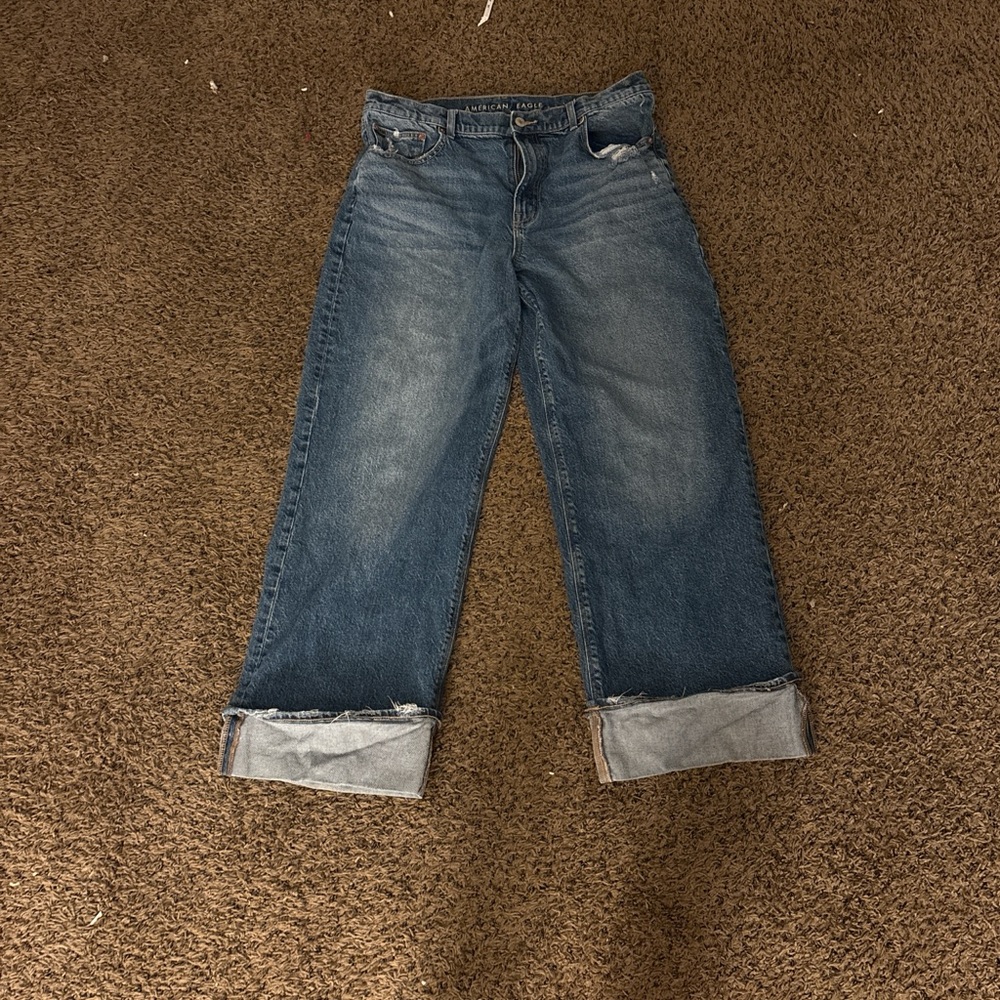 American Eagle Outfitters Dark Blue Cropped Jeans